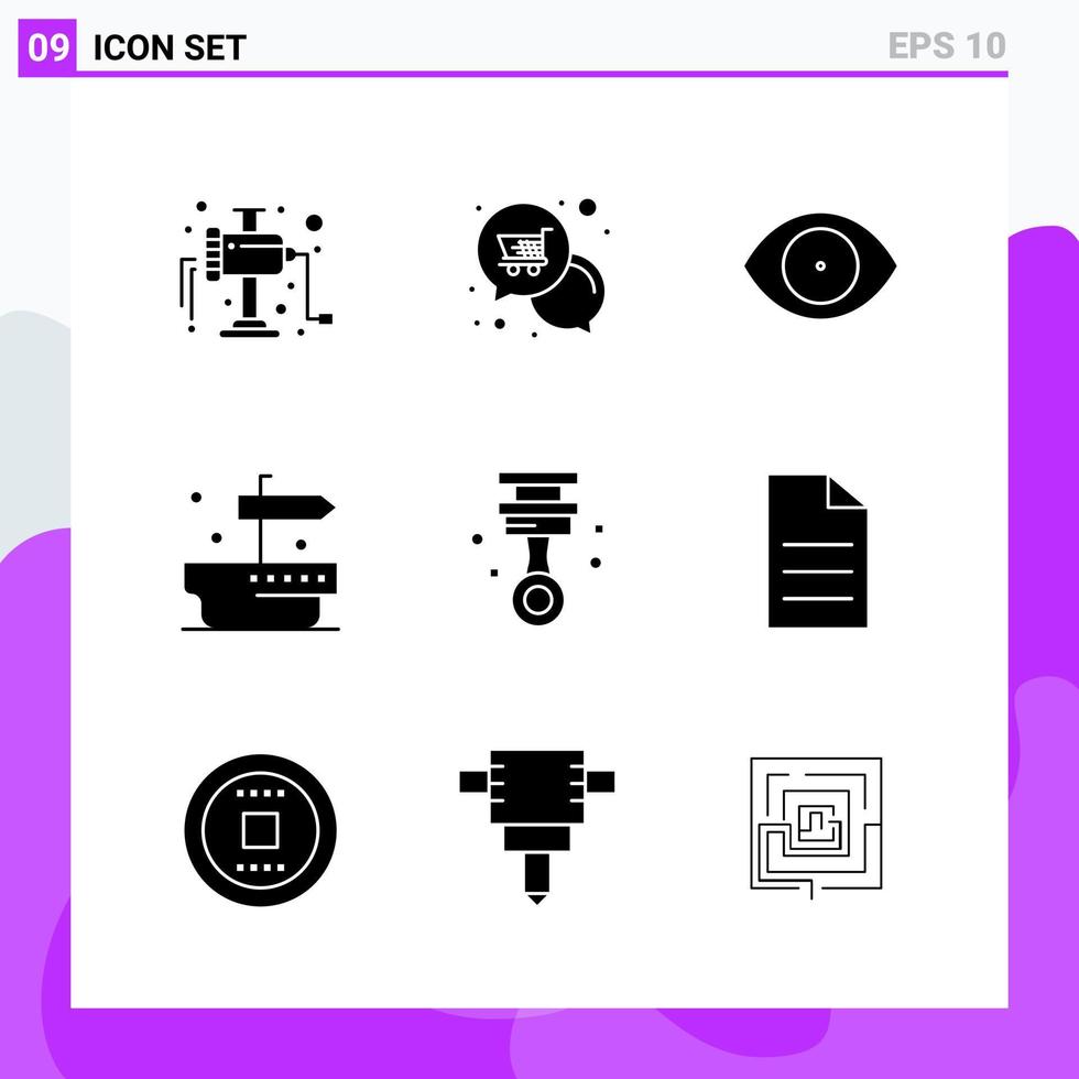 reeks van 9 pictogrammen in solide stijl creatief glyph symbolen voor website ontwerp en mobiel apps gemakkelijk solide icoon teken geïsoleerd Aan wit achtergrond 9 pictogrammen vector