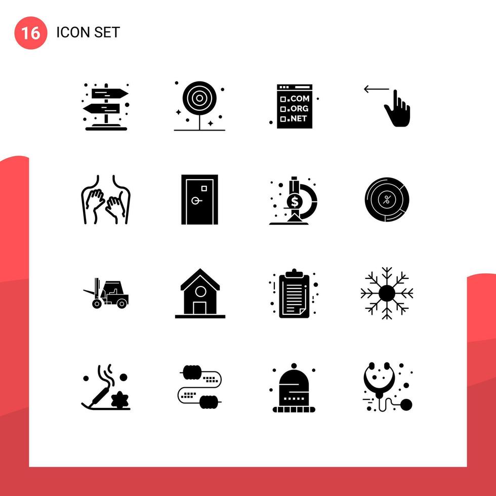 modern reeks van 16 solide glyphs en symbolen zo net zo schoonheid hand- browser gebaren programmering bewerkbare vector ontwerp elementen