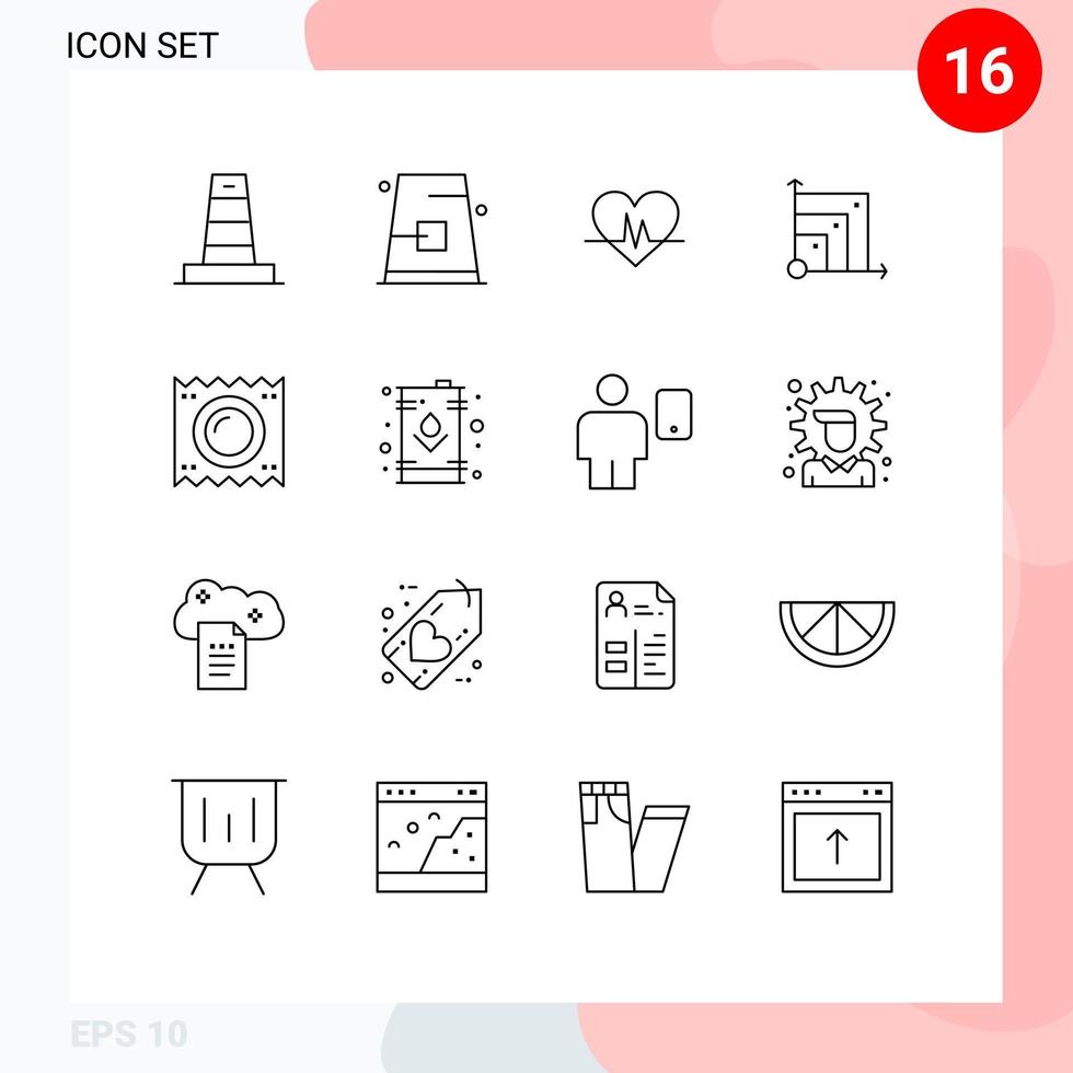 gebruiker koppel pak van 16 eenvoudig contouren van condoom schaalbaar systeem hoed systeem pulse bewerkbare vector ontwerp elementen