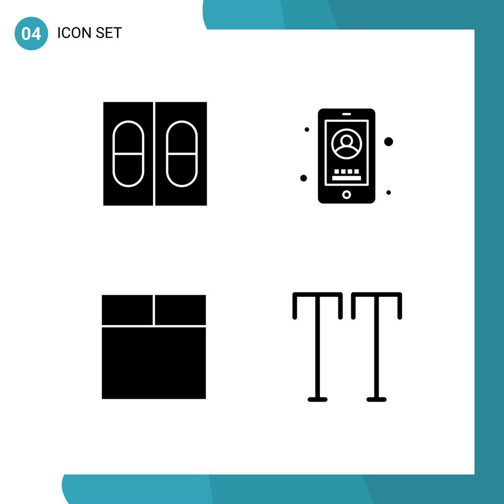 4 universeel solide glyphs reeks voor web en mobiel toepassingen geneeskunde allemaal bedrijf gebruiker tekst bewerkbare vector ontwerp elementen