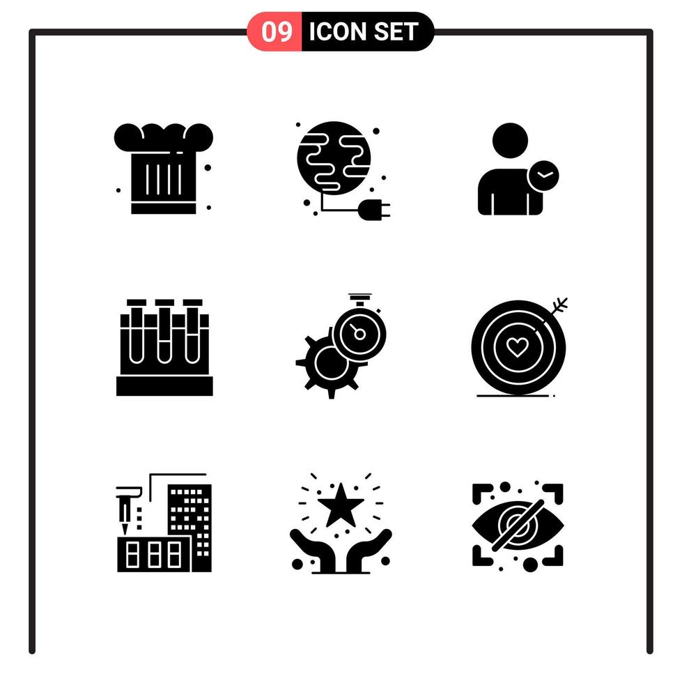 reeks van 9 solide stijl pictogrammen voor web en mobiel glyph symbolen voor afdrukken solide icoon tekens geïsoleerd Aan wit achtergrond 9 icoon reeks vector