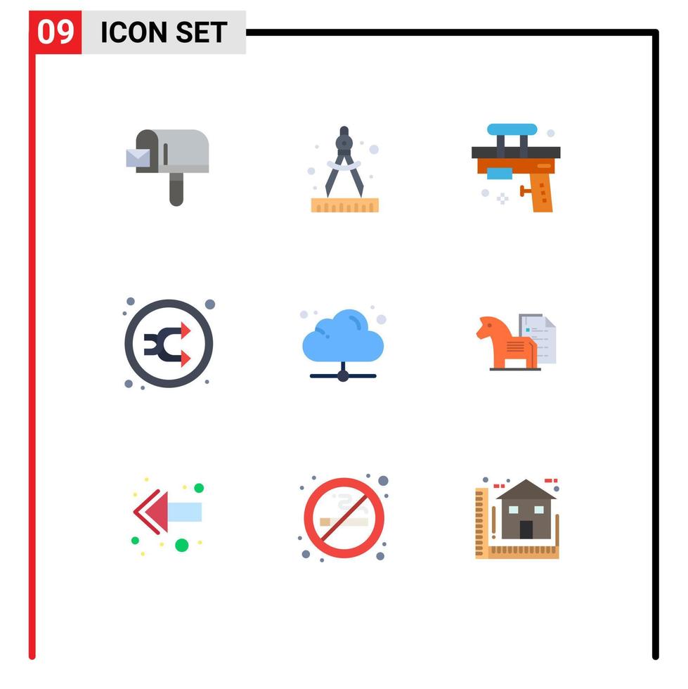 pictogram reeks van 9 gemakkelijk vlak kleuren van technologie shuffle zomer willekeurig mengen bewerkbare vector ontwerp elementen