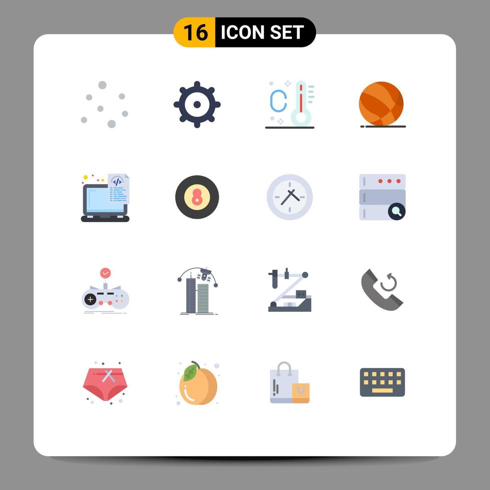 reeks van 16 vector vlak kleuren Aan rooster voor bal laptop mand bestanden apparaat bewerkbare pak van creatief vector ontwerp elementen