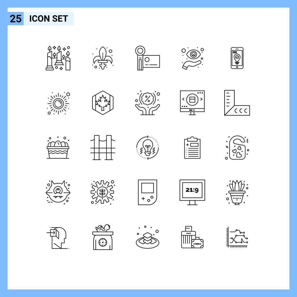 reeks van 25 modern ui pictogrammen symbolen tekens voor visie focus wapen oog opname bewerkbare vector ontwerp elementen