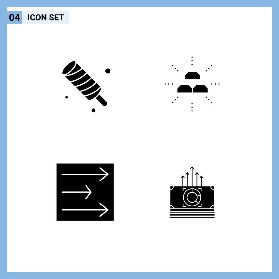 gebruiker koppel pak van 4 eenvoudig solide glyphs van zomer pijl maaltijd goud wind bewerkbare vector ontwerp elementen