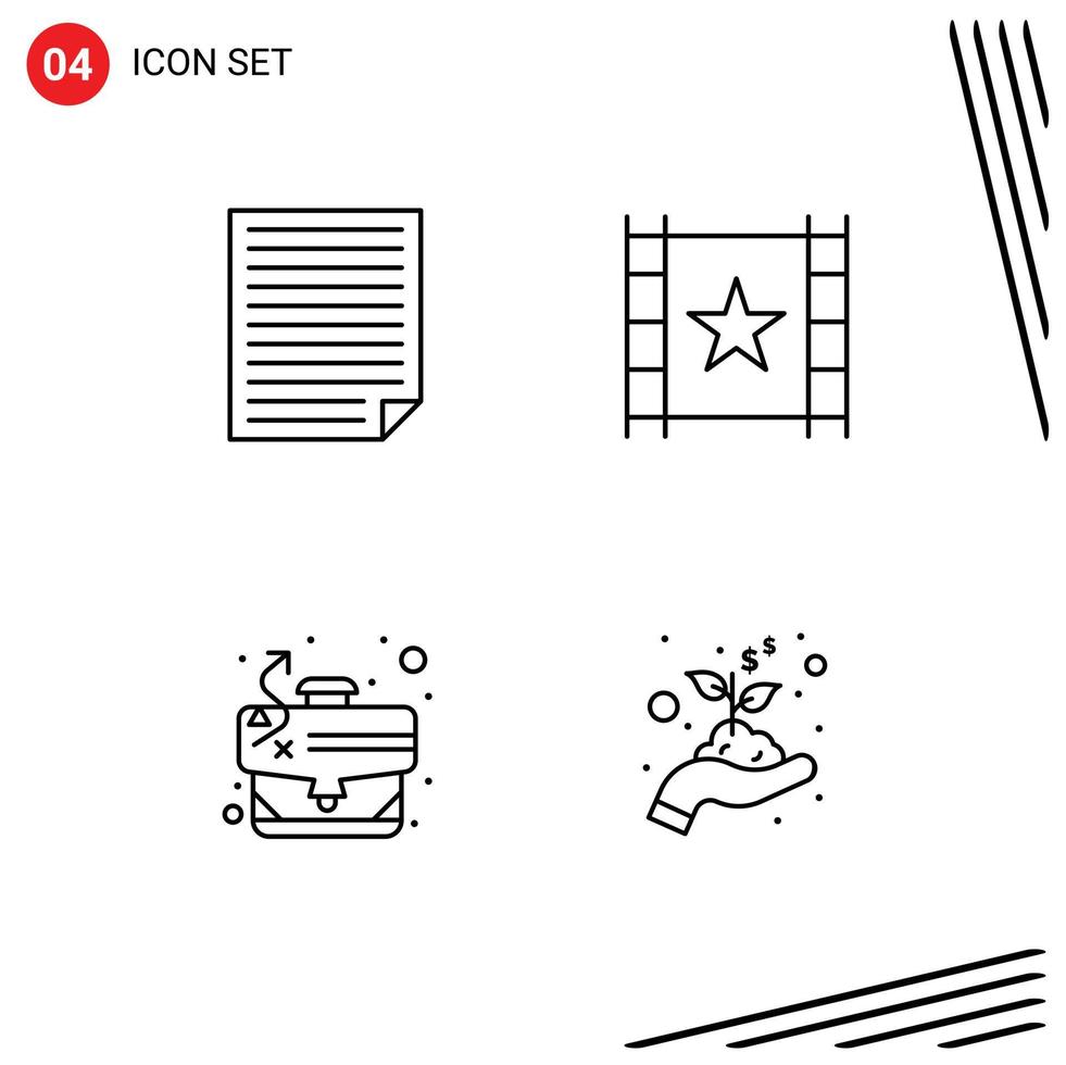 reeks van 4 modern ui pictogrammen symbolen tekens voor gegevens pad papier speler tactiek bewerkbare vector ontwerp elementen