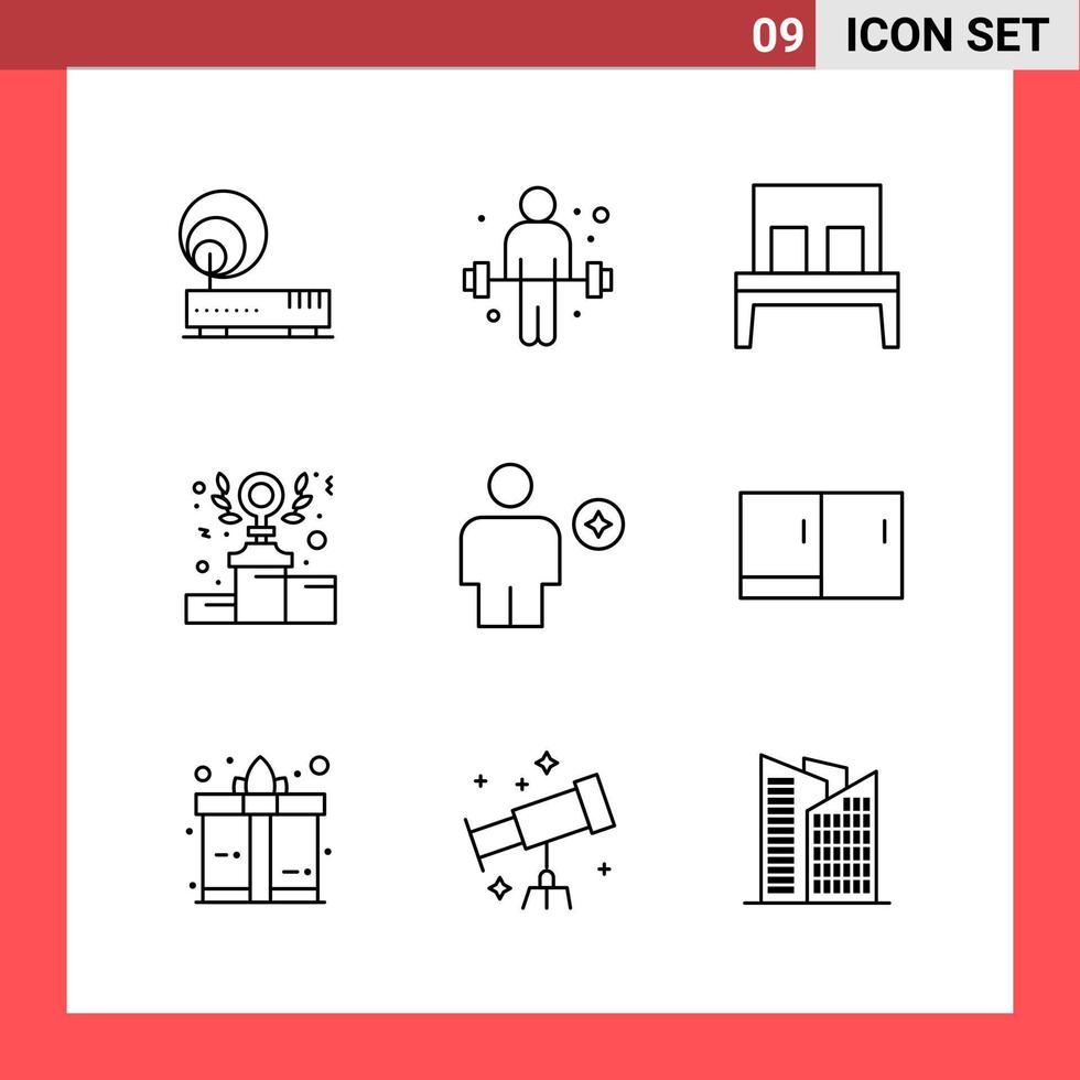 9 icoon pak lijn stijl schets symbolen Aan wit achtergrond gemakkelijk tekens voor algemeen ontwerpen vector