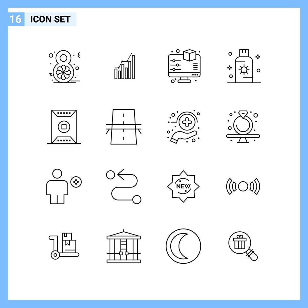 16 pictogrammen lijn stijl creatief schets symbolen zwart lijn icoon teken geïsoleerd Aan wit achtergrond vector