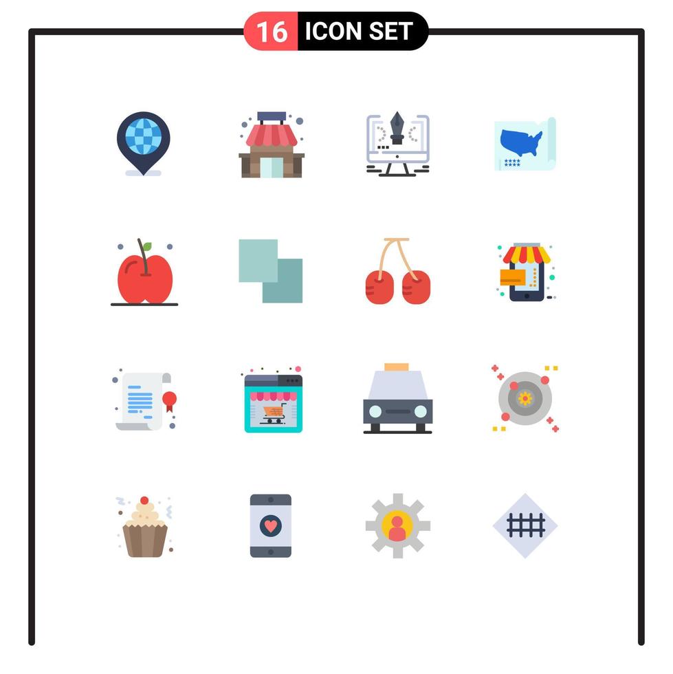 reeks van 16 modern ui pictogrammen symbolen tekens voor appel Verenigde pen staten ontwerp bewerkbare pak van creatief vector ontwerp elementen