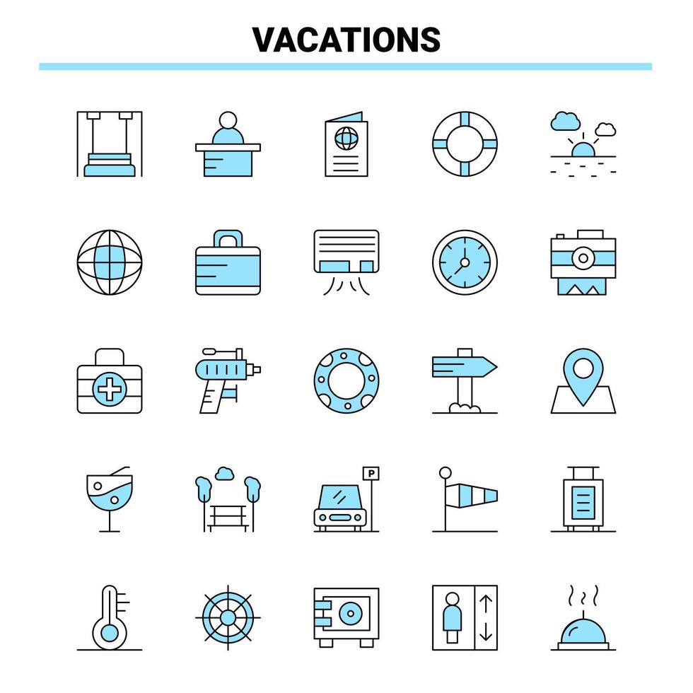 25 vakanties zwart en blauw icoon reeks creatief icoon ontwerp en logo sjabloon vector