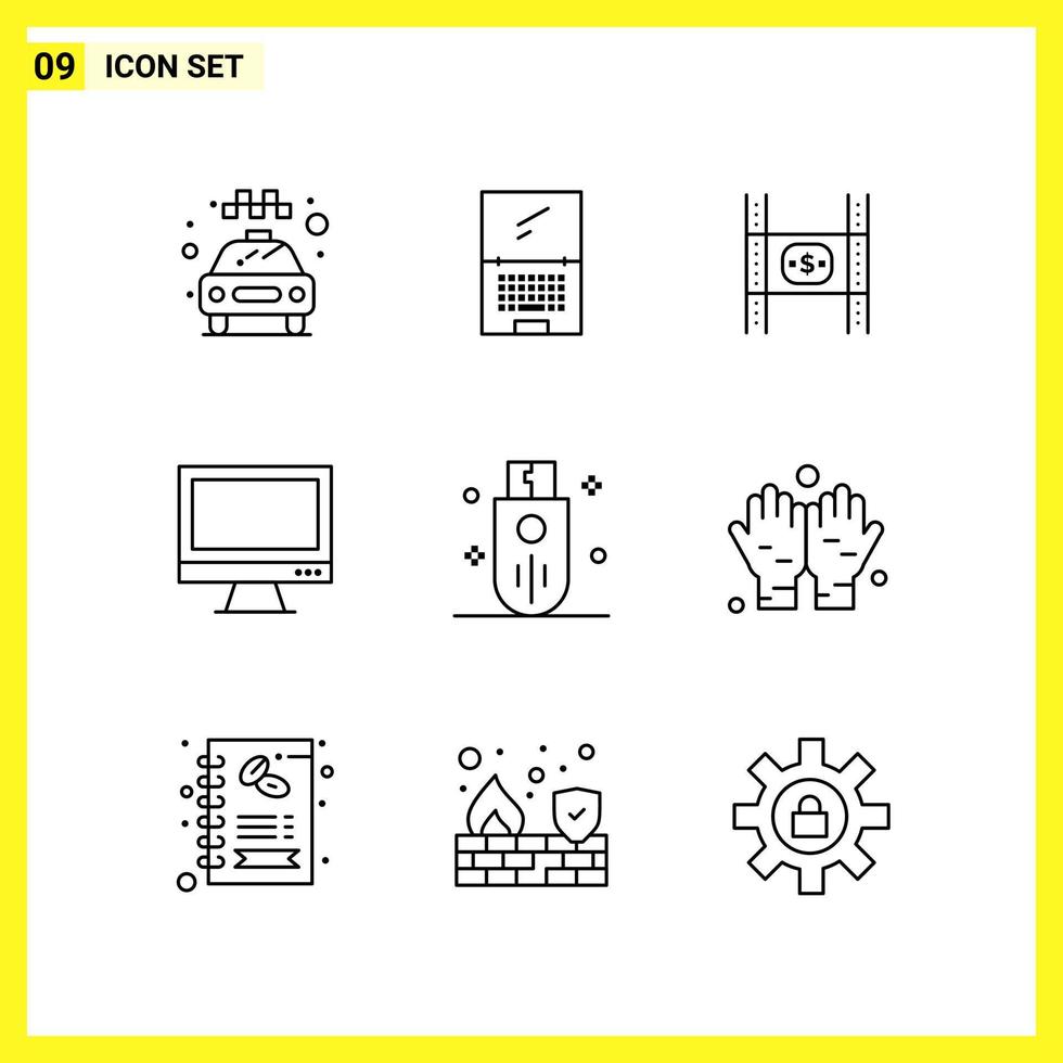 9 icoon reeks gemakkelijk lijn symbolen schets teken Aan wit achtergrond voor website ontwerp mobiel toepassingen en afdrukken media vector