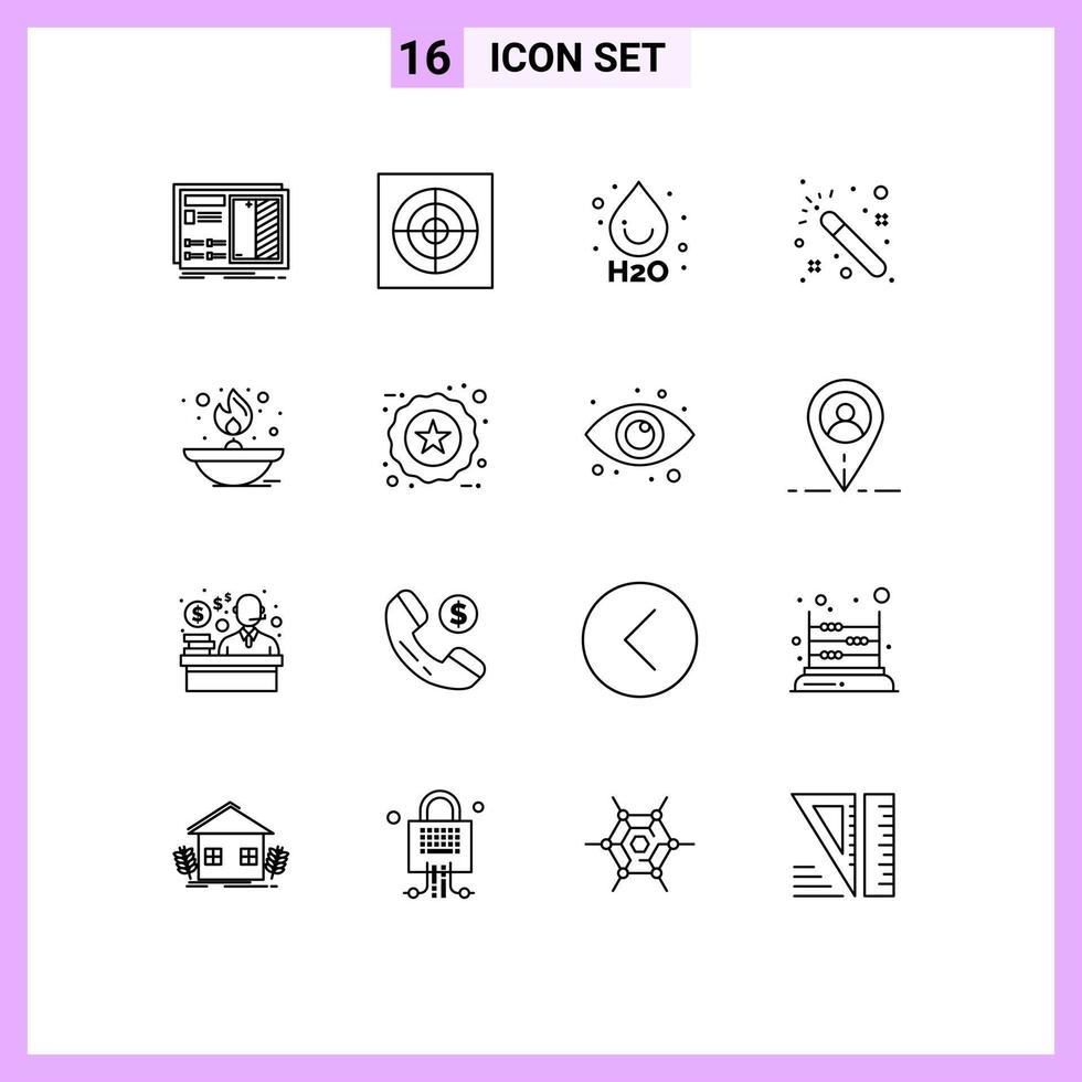 16 gebruiker koppel schets pak van modern tekens en symbolen van lamp brand laten vallen licht tovenaar bewerkbare vector ontwerp elementen