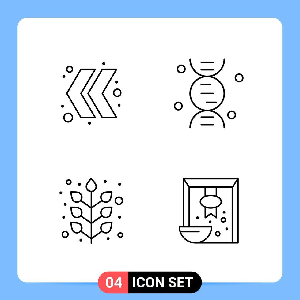 4 lijn zwart icoon pak schets symbolen voor mobiel apps geïsoleerd Aan wit achtergrond 4 pictogrammen reeks vector