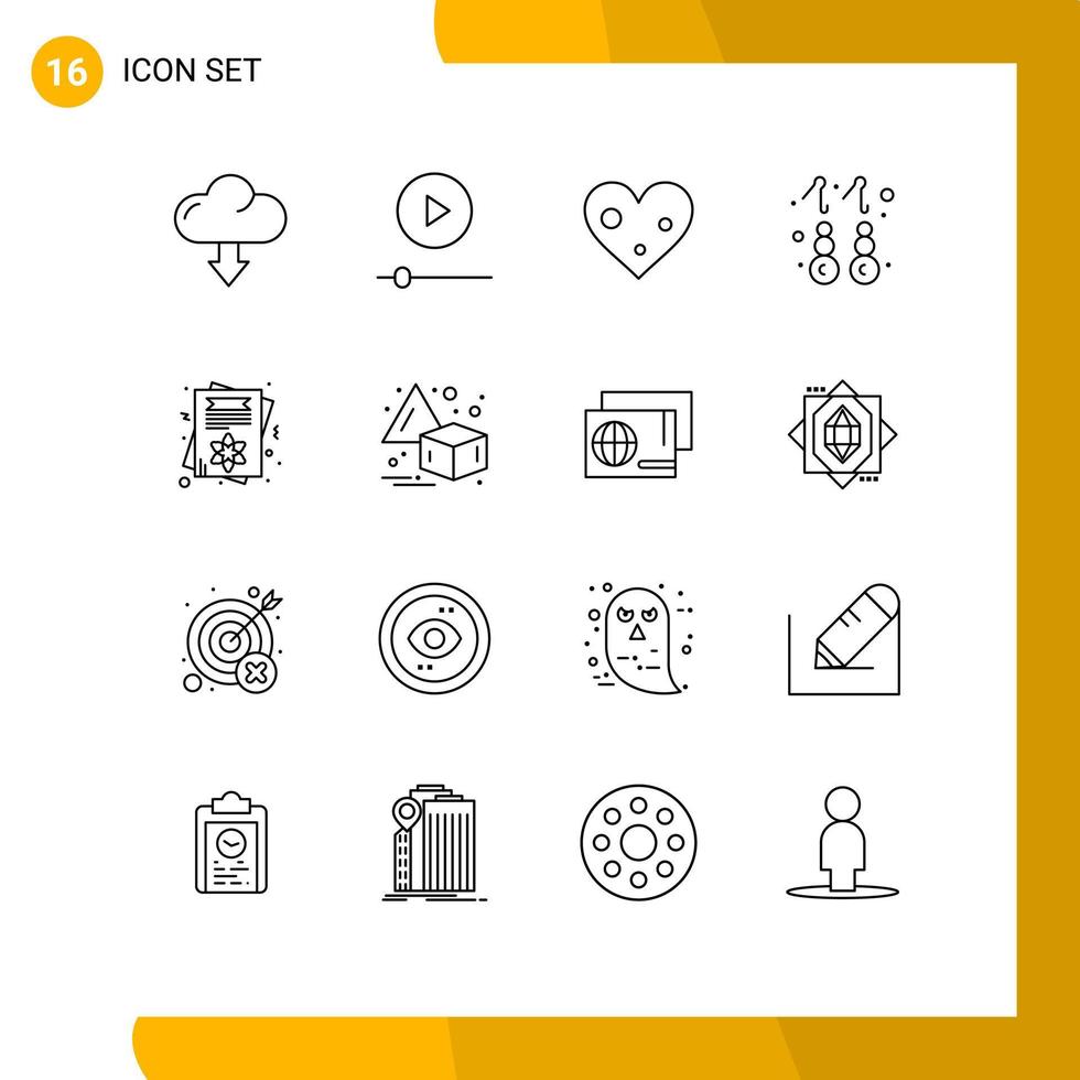 16 schets concept voor websites mobiel en apps dag sieraden hart goud oorbel bewerkbare vector ontwerp elementen
