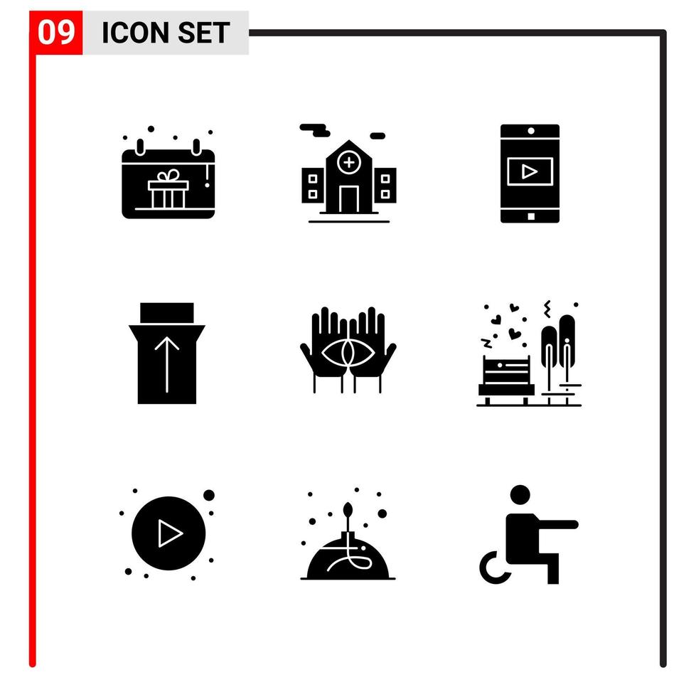 9 algemeen pictogrammen voor website ontwerp afdrukken en mobiel apps 9 glyph symbolen tekens geïsoleerd Aan wit achtergrond 9 icoon pak vector