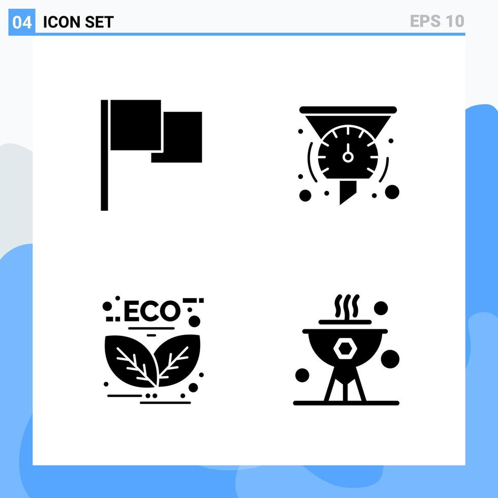 modern 4 solide stijl pictogrammen glyph symbolen voor algemeen gebruik creatief solide icoon teken geïsoleerd Aan wit achtergrond 4 pictogrammen pak vector