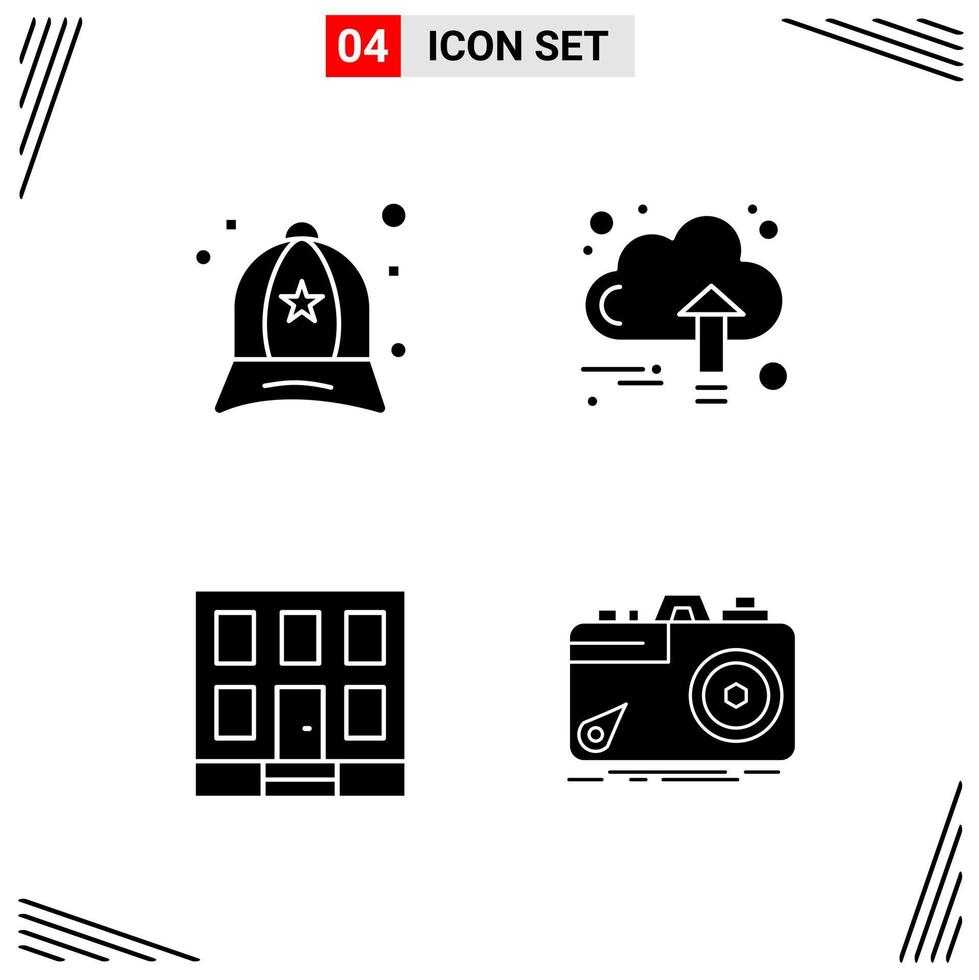 4 pictogrammen solide stijl rooster gebaseerd creatief glyph symbolen voor website ontwerp gemakkelijk solide icoon tekens geïsoleerd Aan wit achtergrond 4 icoon reeks vector