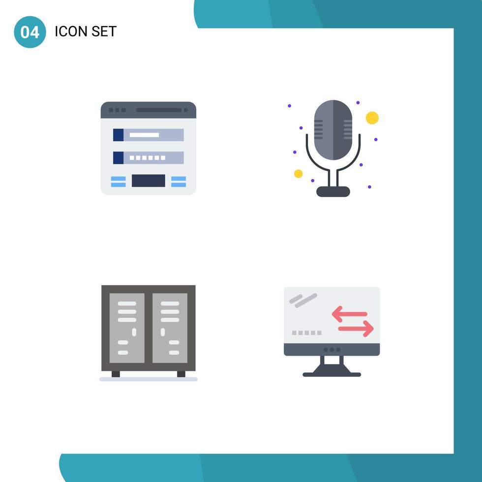 groep van 4 modern vlak pictogrammen reeks voor flowchart atleet sitemap microfoon kast bewerkbare vector ontwerp elementen