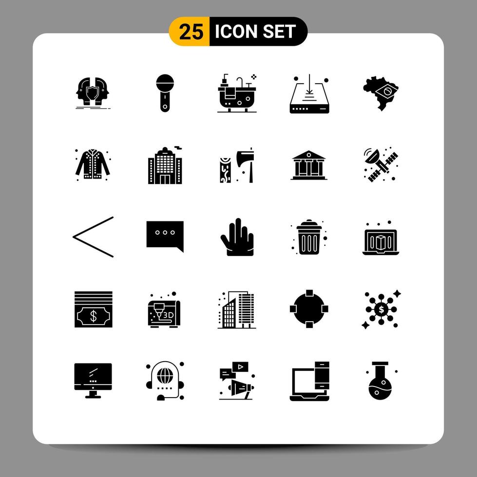 reeks van 25 modern ui pictogrammen symbolen tekens voor kaart downloaden producten naar beneden hub bewerkbare vector ontwerp elementen