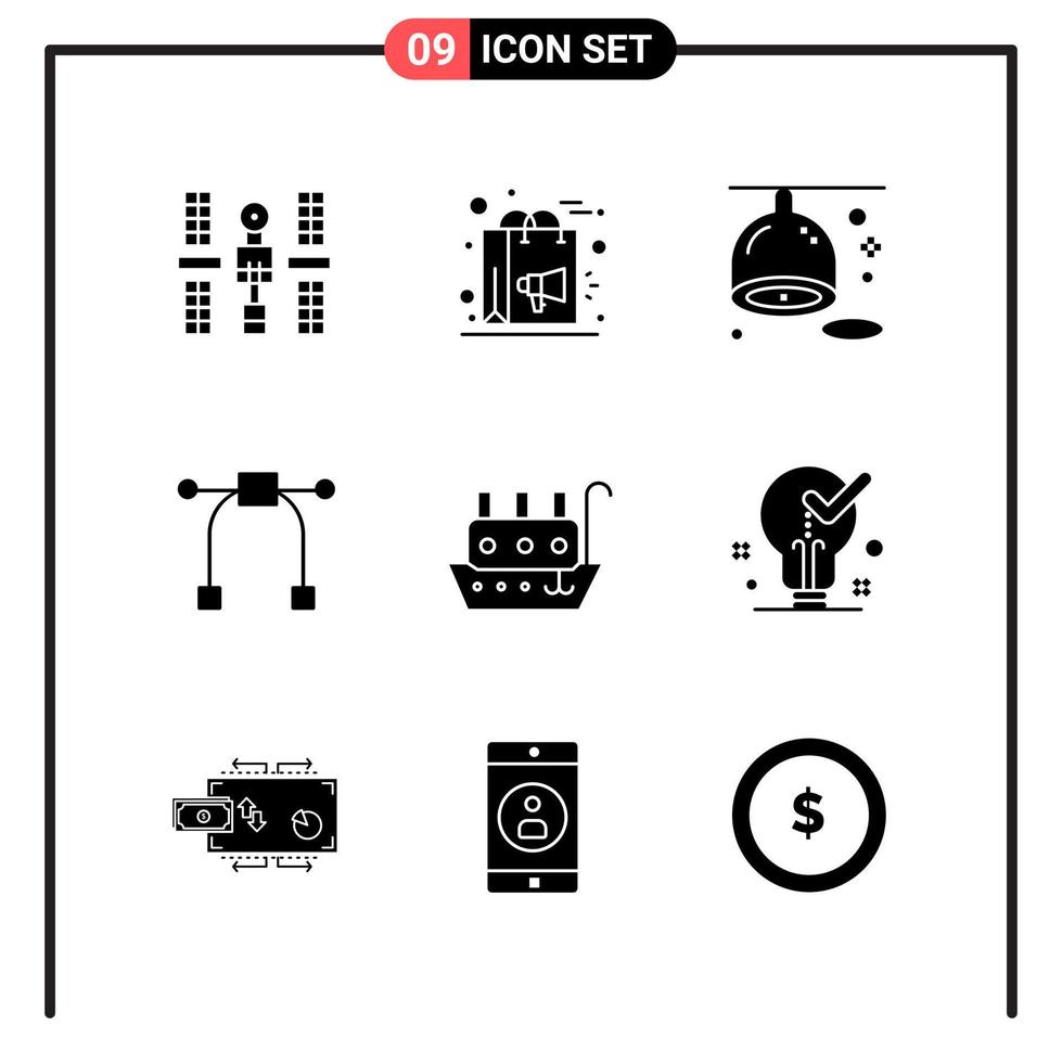 reeks van 9 solide stijl pictogrammen voor web en mobiel glyph symbolen voor afdrukken solide icoon tekens geïsoleerd Aan wit achtergrond 9 icoon reeks vector