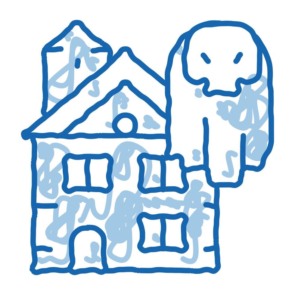 huis met geesten tekening icoon hand- getrokken illustratie vector