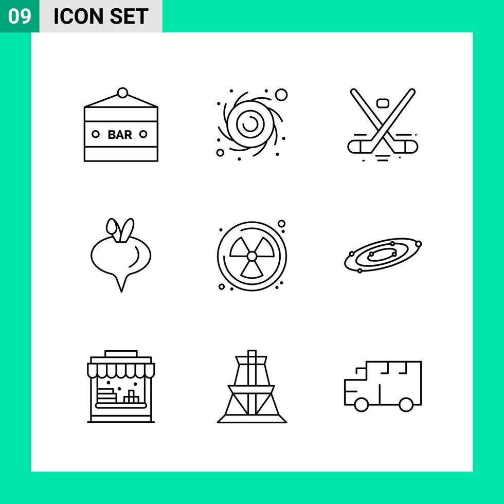 pak van 9 lijn stijl icoon reeks schets symbolen voor afdrukken creatief tekens geïsoleerd Aan wit achtergrond 9 icoon reeks vector