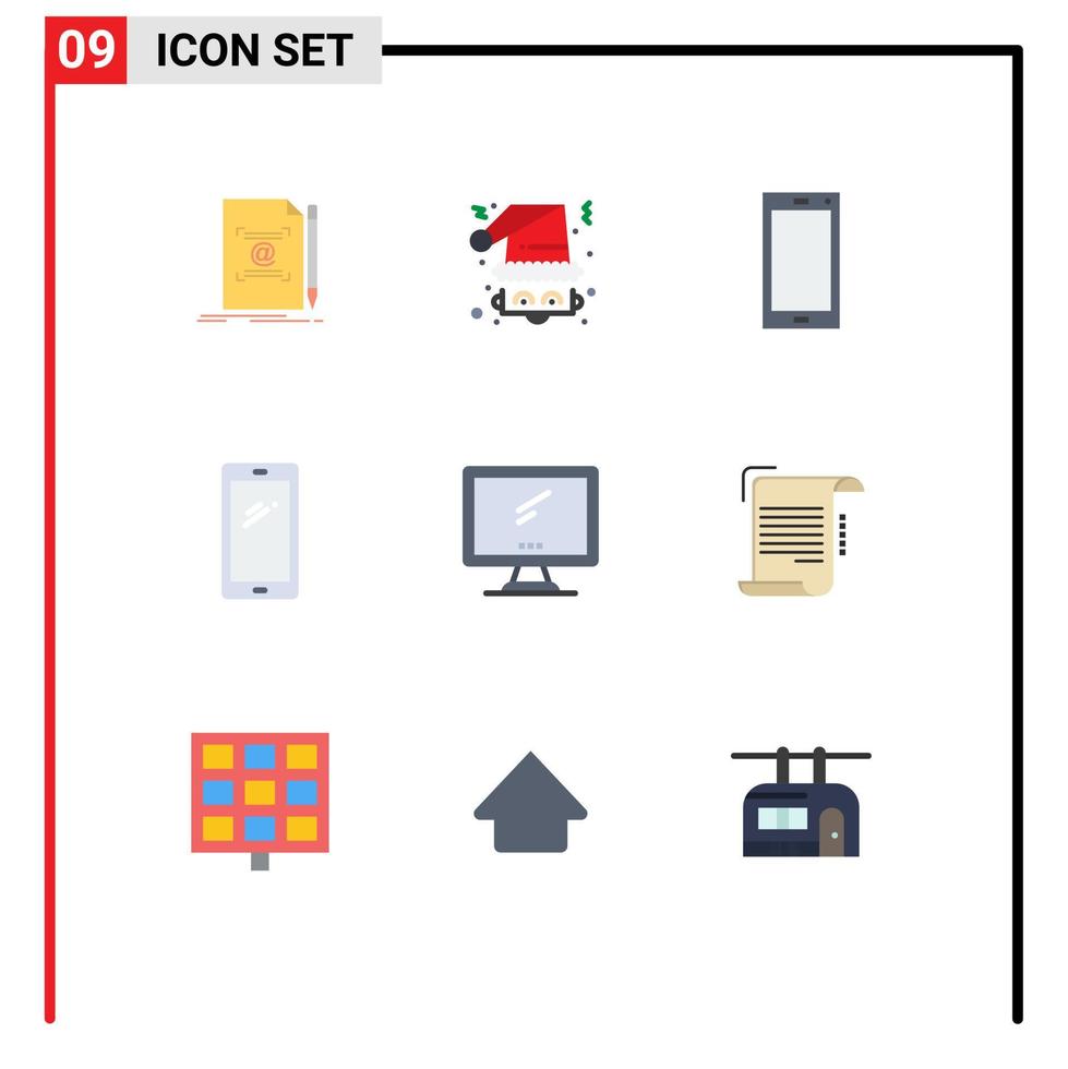 modern reeks van 9 vlak kleuren en symbolen zo net zo apparaat computer de kerstman iphone mobiel bewerkbare vector ontwerp elementen