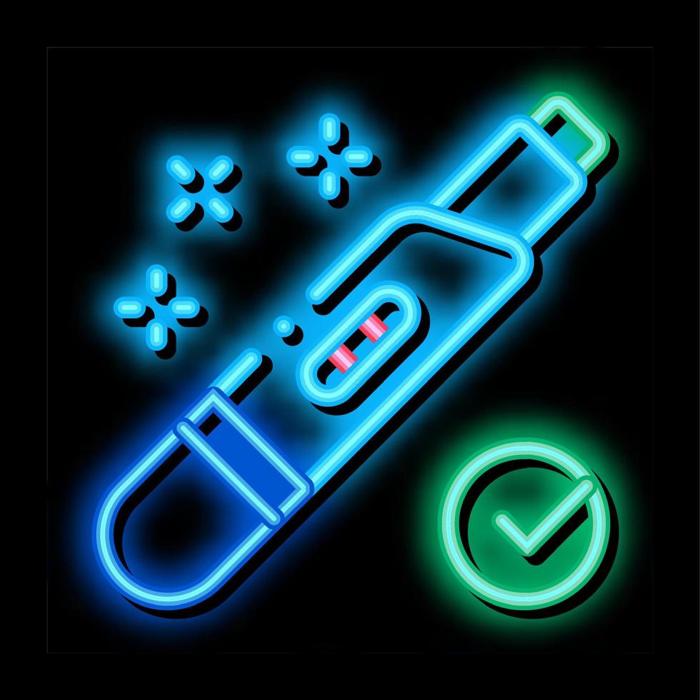 positief zwangerschap test neon gloed icoon illustratie vector
