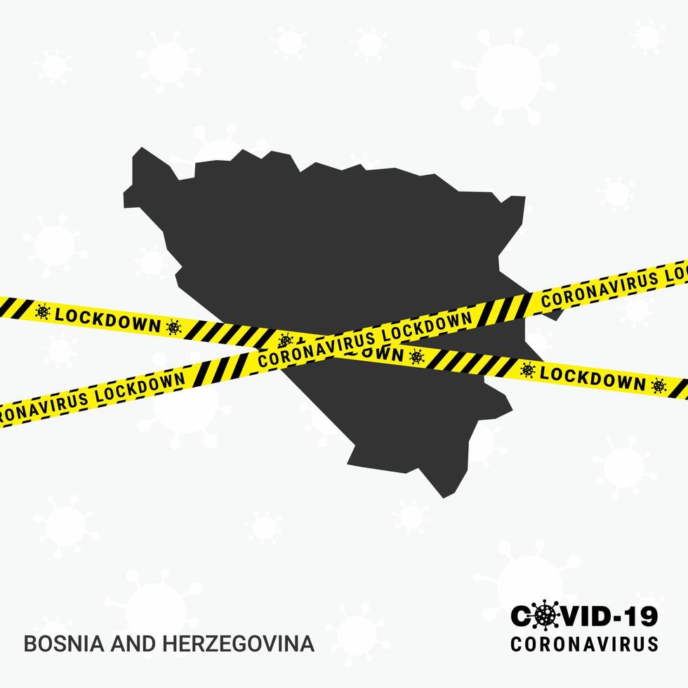 Bosnië en herzegovinaland kaart vergrendeling sjabloon voor coronavirus pandemisch voor hou op virus transmissie covid 19 bewustzijn sjabloon vector