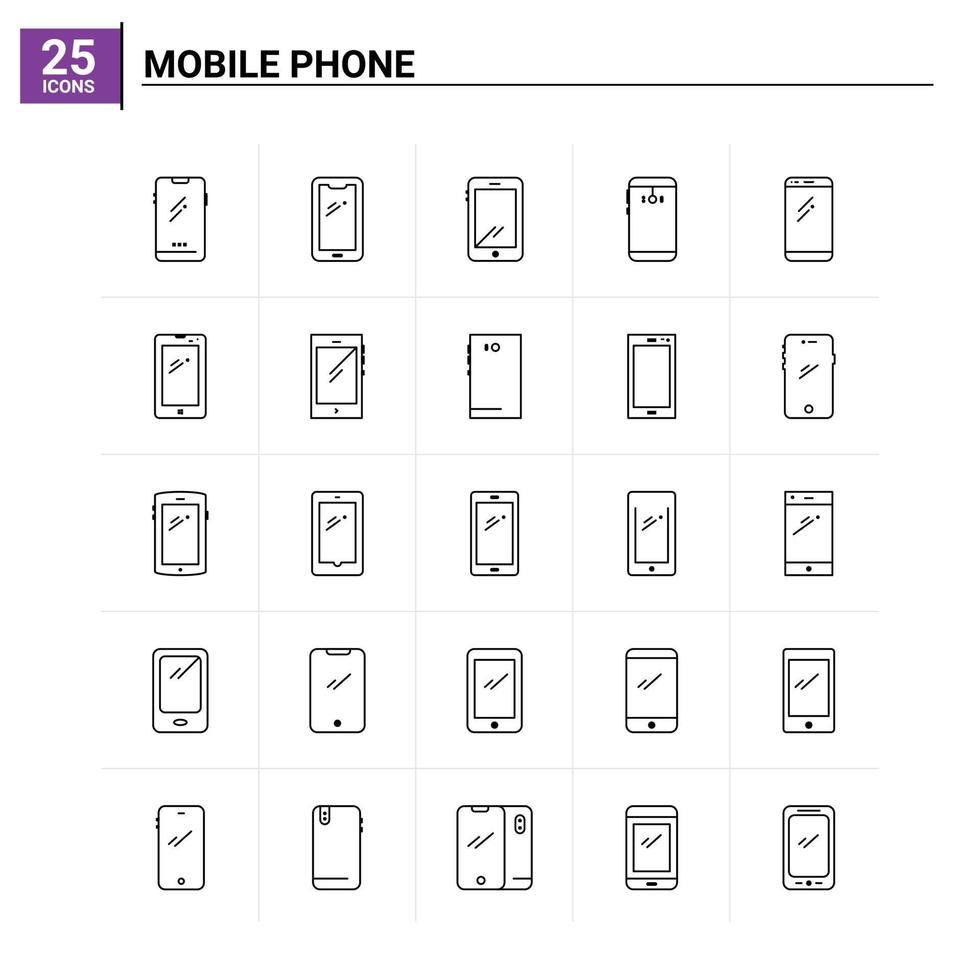 25 mobiel telefoon icoon reeks vector achtergrond