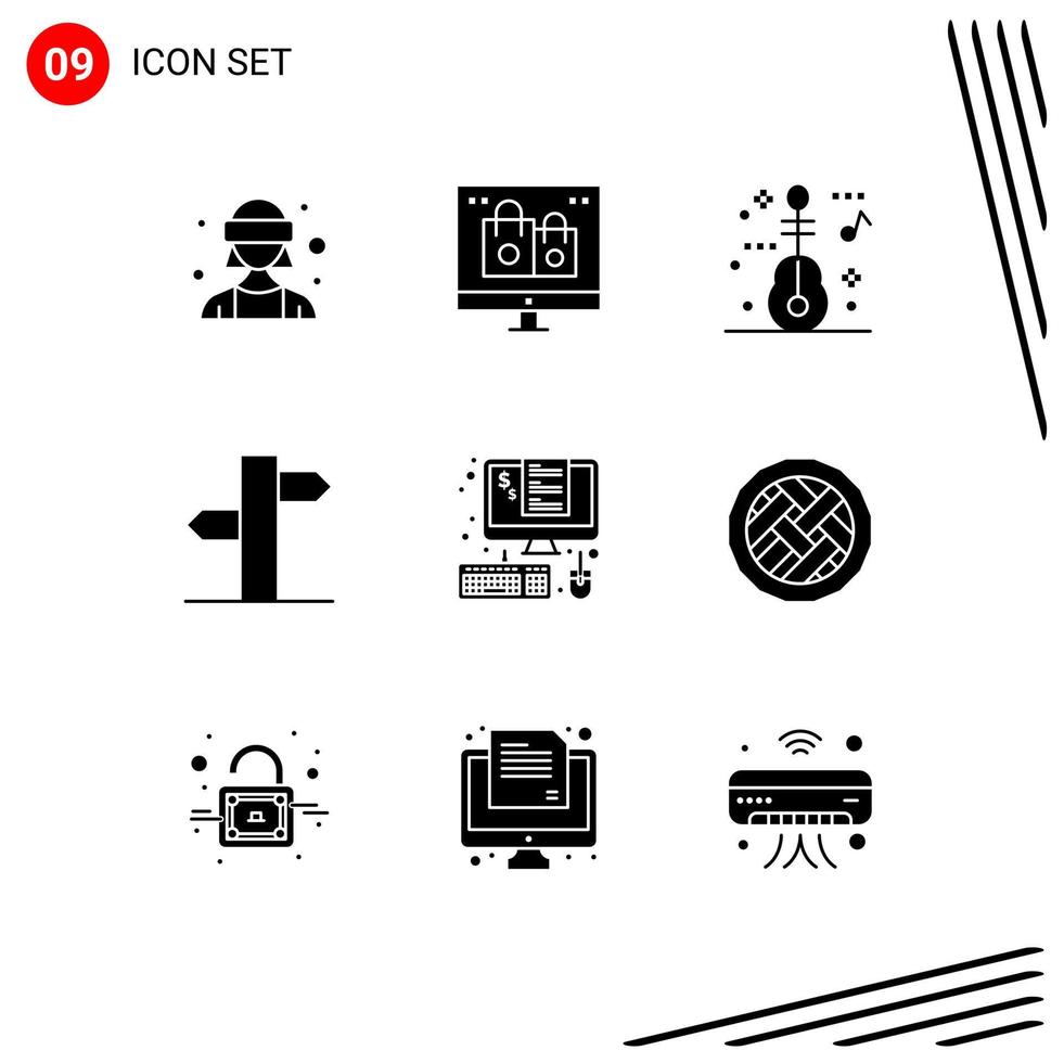 reeks van 9 modern ui pictogrammen symbolen tekens voor factuur signaal vakantie richting adres bewerkbare vector ontwerp elementen