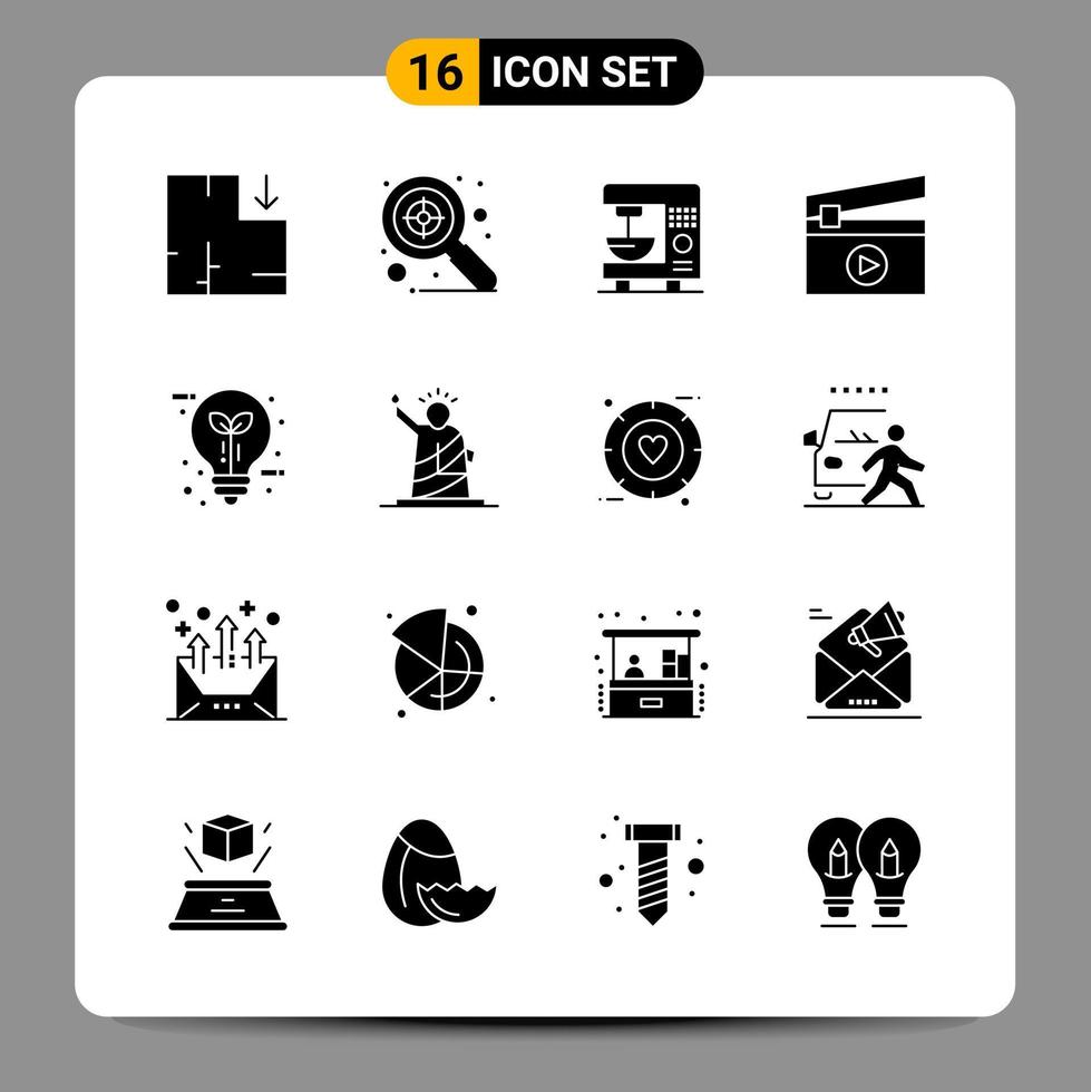 16 zwart icoon pak glyph symbolen tekens voor snel reagerend ontwerpen Aan wit achtergrond 16 pictogrammen reeks vector