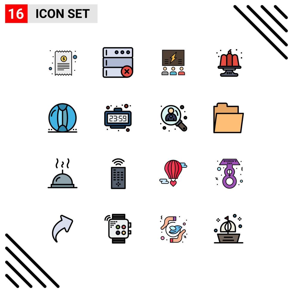 reeks van 16 modern ui pictogrammen symbolen tekens voor partij taart groep verjaardag denken bewerkbare creatief vector ontwerp elementen