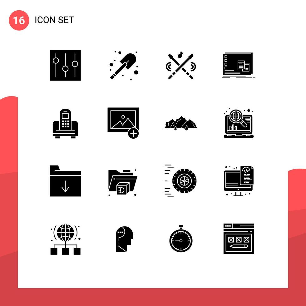 16 universeel solide glyphs reeks voor web en mobiel toepassingen apparaat os trommel operationeel venster bewerkbare vector ontwerp elementen