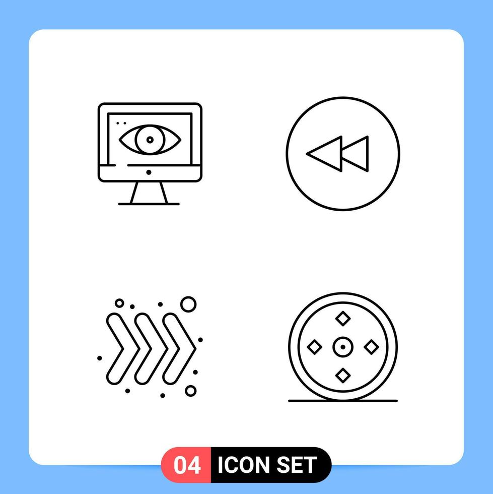 4 lijn zwart icoon pak schets symbolen voor mobiel apps geïsoleerd Aan wit achtergrond 4 pictogrammen reeks vector