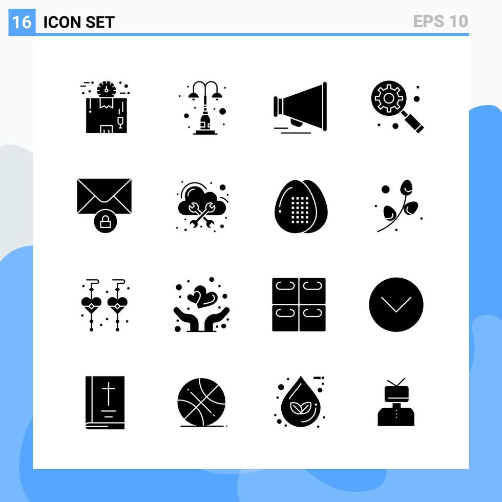 modern 16 solide stijl pictogrammen glyph symbolen voor algemeen gebruik creatief solide icoon teken geïsoleerd Aan wit achtergrond 16 pictogrammen pak vector