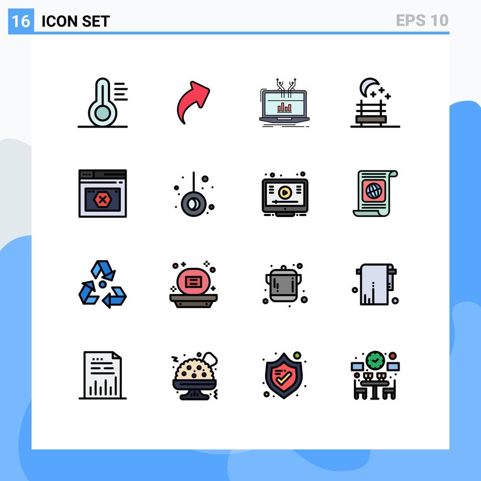 16 universeel vlak kleur gevulde lijn tekens symbolen van website bladzijde analytisch internet natuur bewerkbare creatief vector ontwerp elementen
