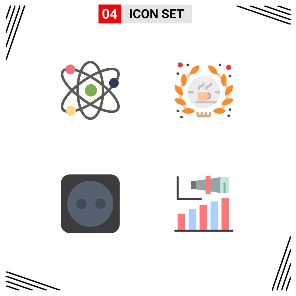 universeel icoon symbolen groep van 4 modern vlak pictogrammen van wetenschap plug atoom winkel bedrijf bewerkbare vector ontwerp elementen