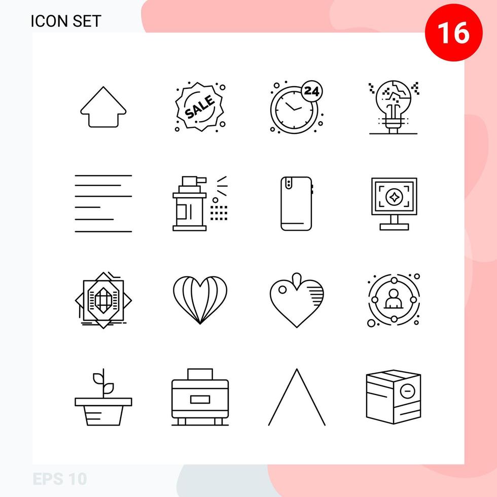 vector pak van 16 pictogrammen in lijn stijl creatief schets pak geïsoleerd Aan wit achtergrond voor web en mobiel