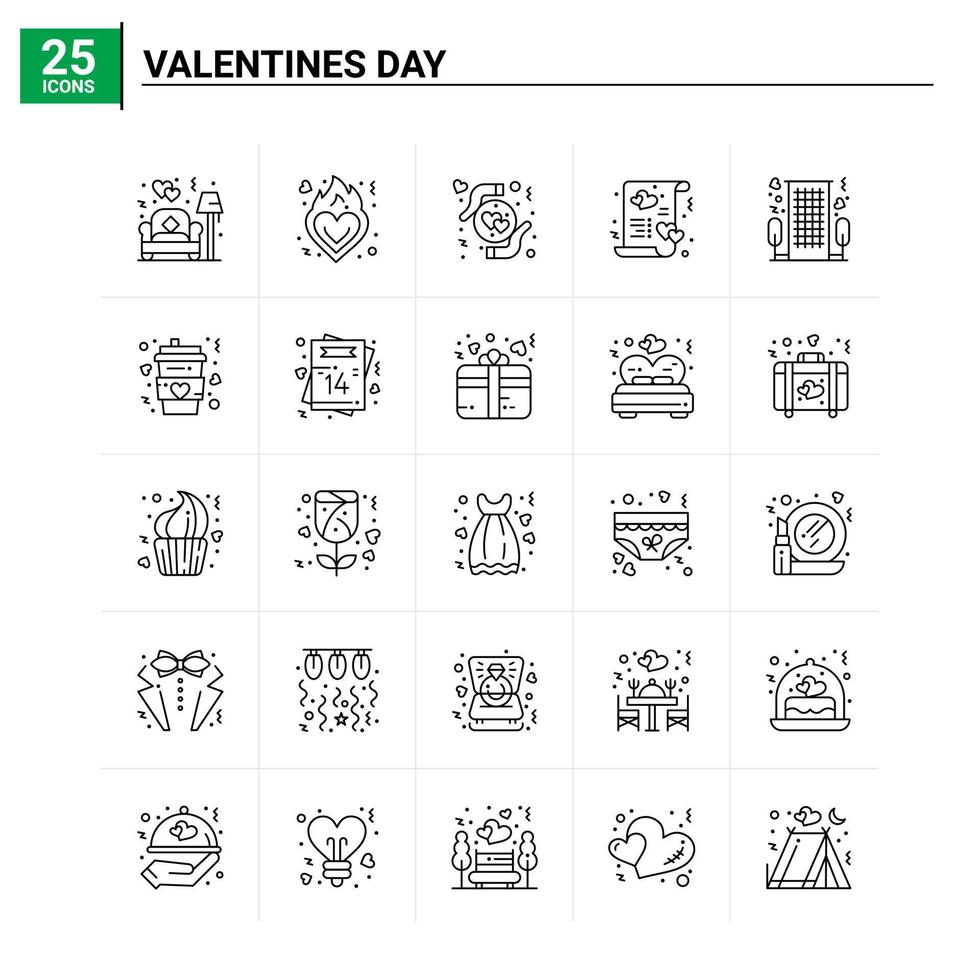 25 valentijnsdag dag icoon reeks vector achtergrond
