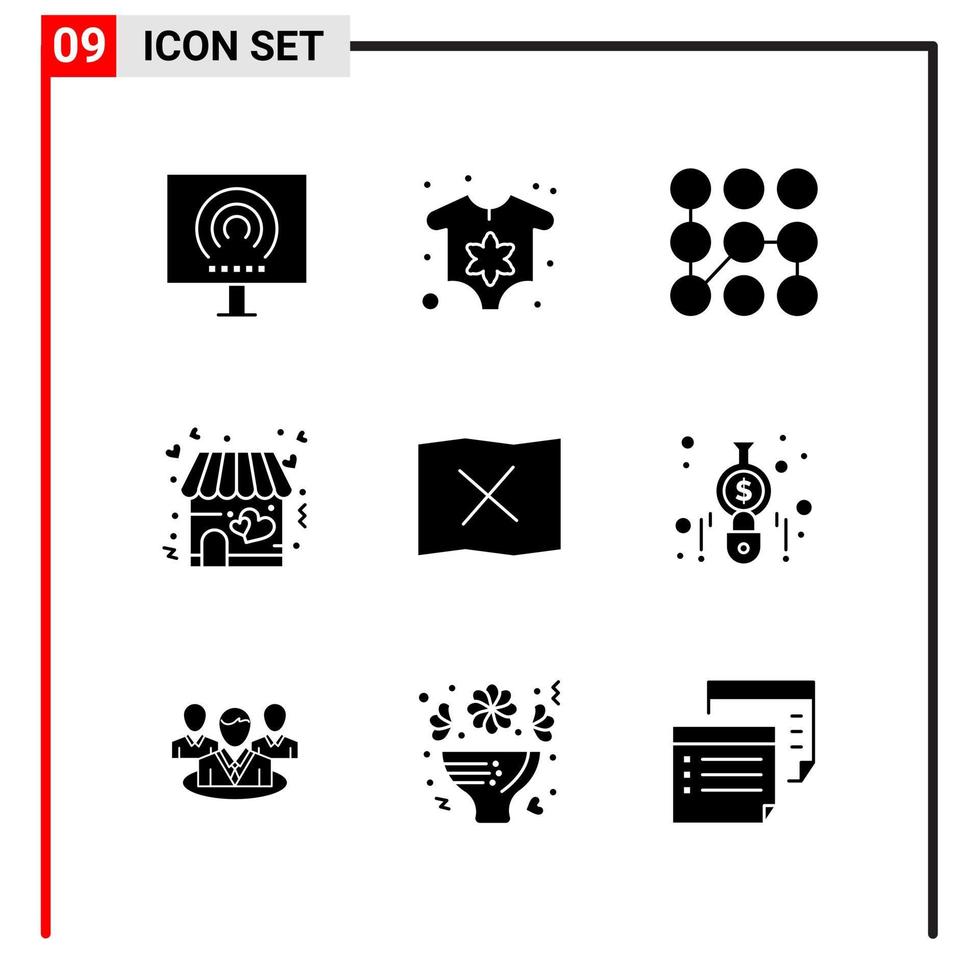9 algemeen pictogrammen voor website ontwerp afdrukken en mobiel apps 9 glyph symbolen tekens geïsoleerd Aan wit achtergrond 9 icoon pak vector