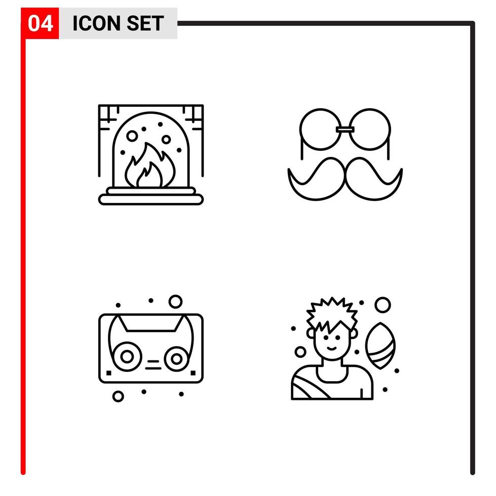 4 algemeen pictogrammen voor website ontwerp afdrukken en mobiel apps 4 schets symbolen tekens geïsoleerd Aan wit achtergrond 4 icoon pak vector