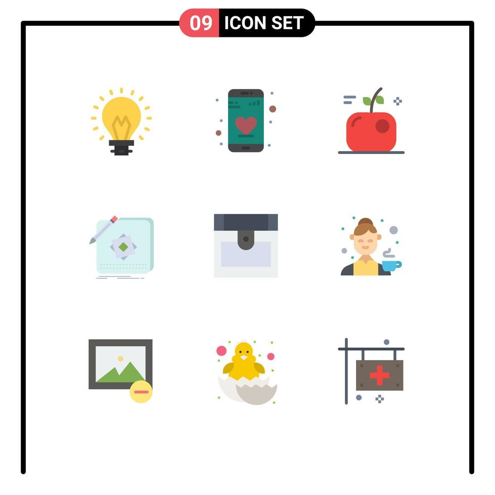 groep van 9 vlak kleuren tekens en symbolen voor piraat ontwerp onderwijs toepassing app bewerkbare vector ontwerp elementen