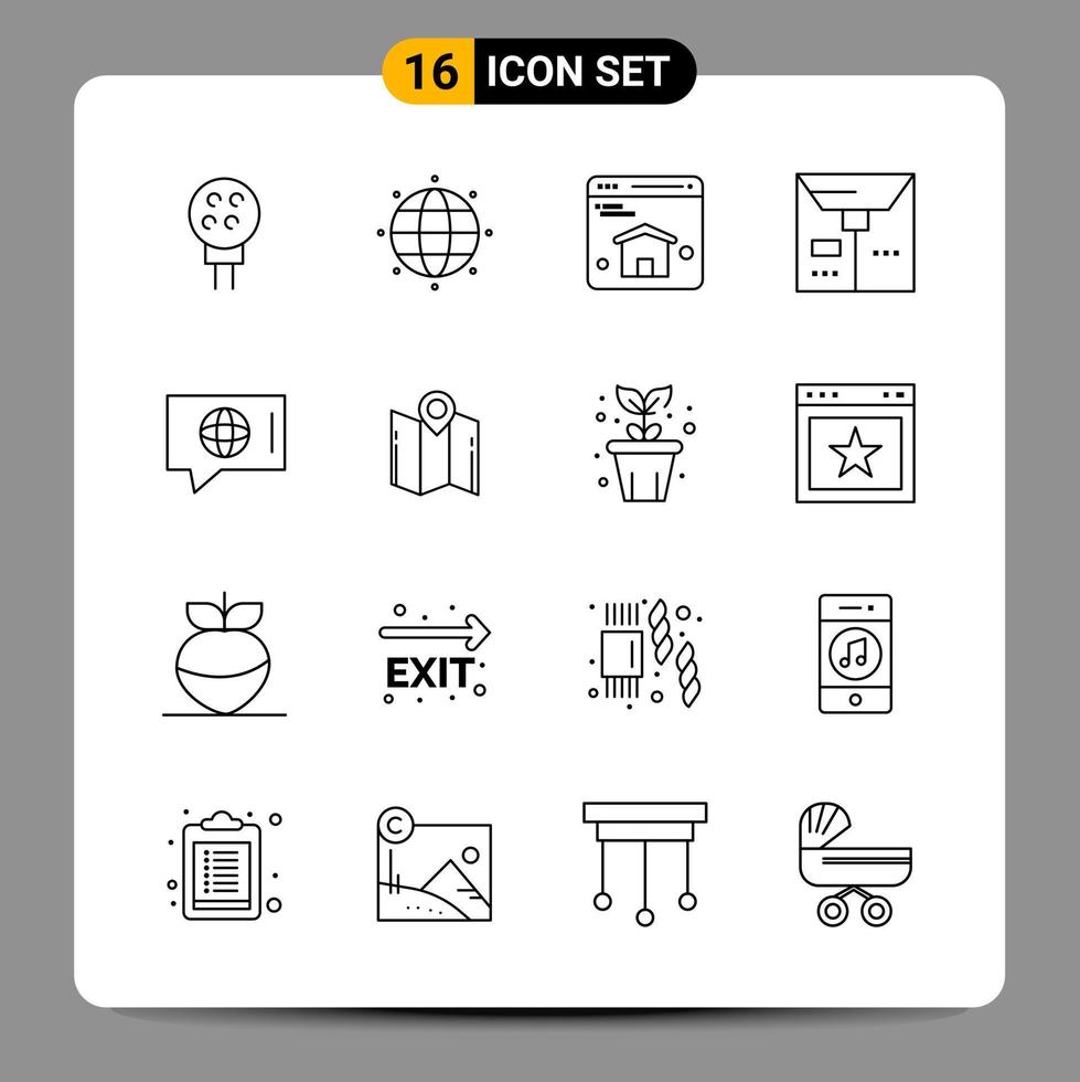 16 zwart icoon pak schets symbolen tekens voor snel reagerend ontwerpen Aan wit achtergrond 16 pictogrammen reeks vector