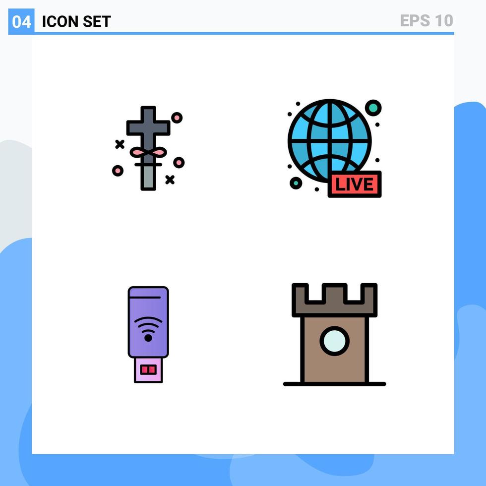 reeks van 4 modern ui pictogrammen symbolen tekens voor kruis Wifi Pasen nieuws signaal bewerkbare vector ontwerp elementen