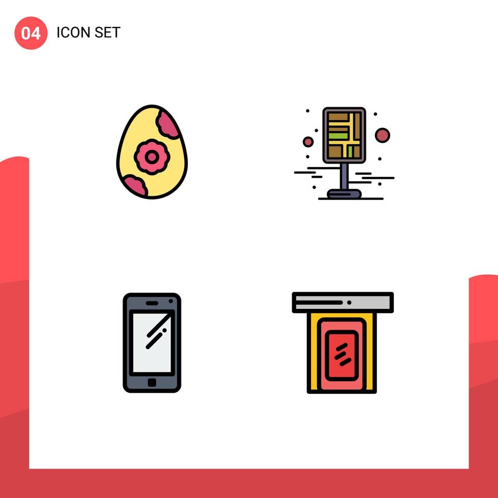gevulde lijn vlak kleur pak van 4 universeel symbolen van ei slim telefoon stad pin huawei bewerkbare vector ontwerp elementen