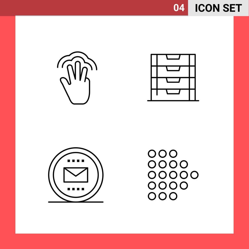 4 icoon pak lijn stijl schets symbolen Aan wit achtergrond gemakkelijk tekens voor algemeen ontwerpen vector