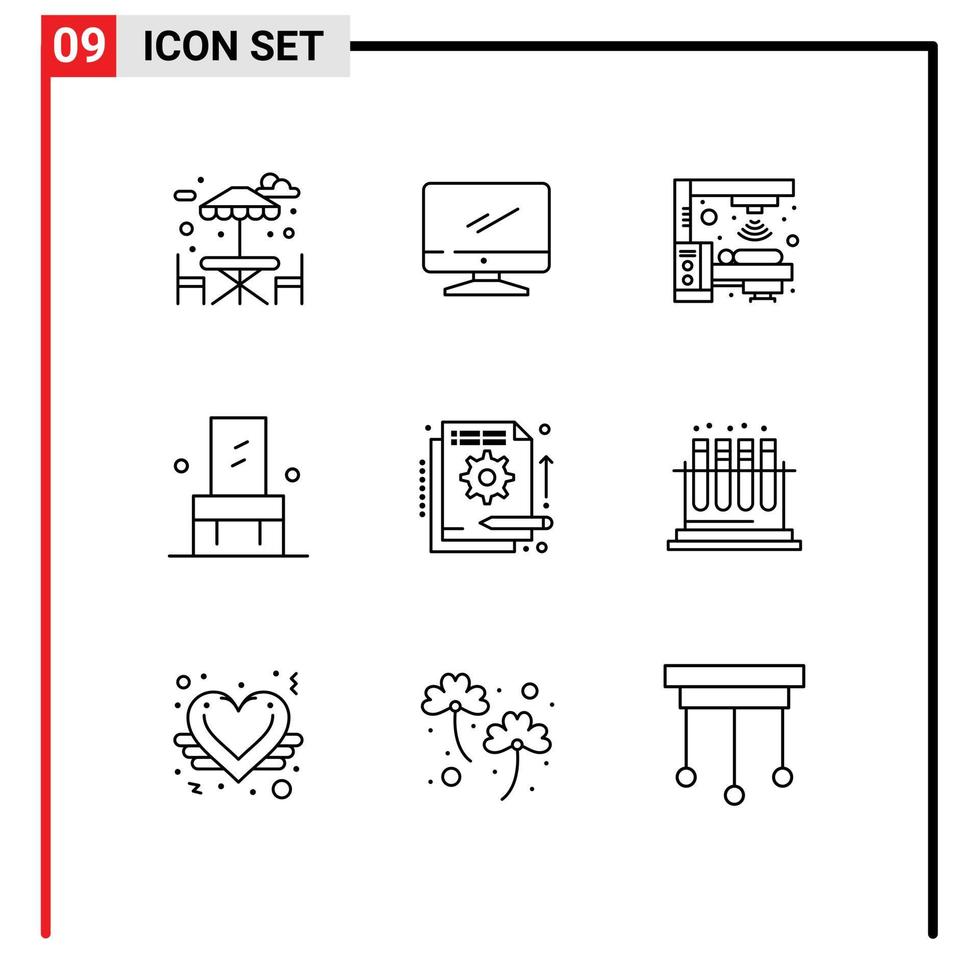 universeel icoon symbolen groep van 9 modern contouren van fonds stoel machine interieur stoel bewerkbare vector ontwerp elementen