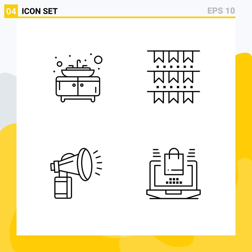 lijn pak van 4 universeel symbolen van badkamer kan Amerikaans partij toeter bewerkbare vector ontwerp elementen