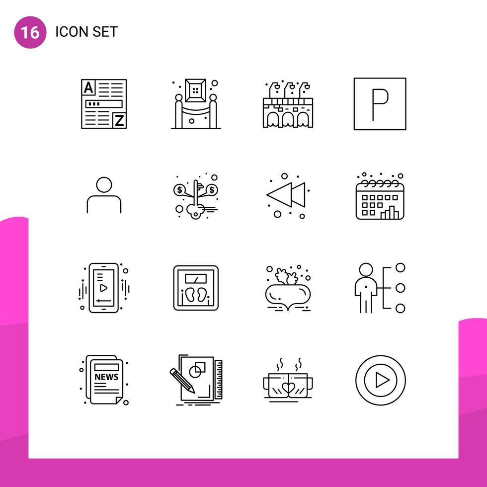 16 creatief pictogrammen modern tekens en symbolen van sets mensen stad instagram parkeren bewerkbare vector ontwerp elementen